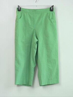 Alfred Dunner Bright Green Cropped Pull-On Pants In Euc